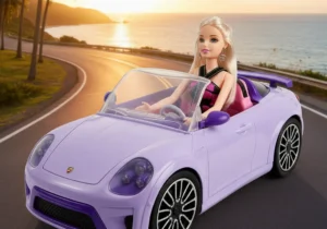 Muñeca Fashion Con Auto Convertible Morado Y Accesorios